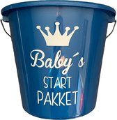 Cadeau Emmer-Baby's Startpakket-5 Liter-Blauw-Cadeau-Geschenk-Gift-Kado-Kramcadeau-Baby-Jongen