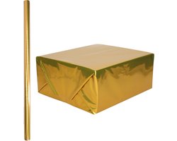 Rol inpakpapier / cadeaufolie - metallic goud - 200 x 70 cm - cadeaupapier