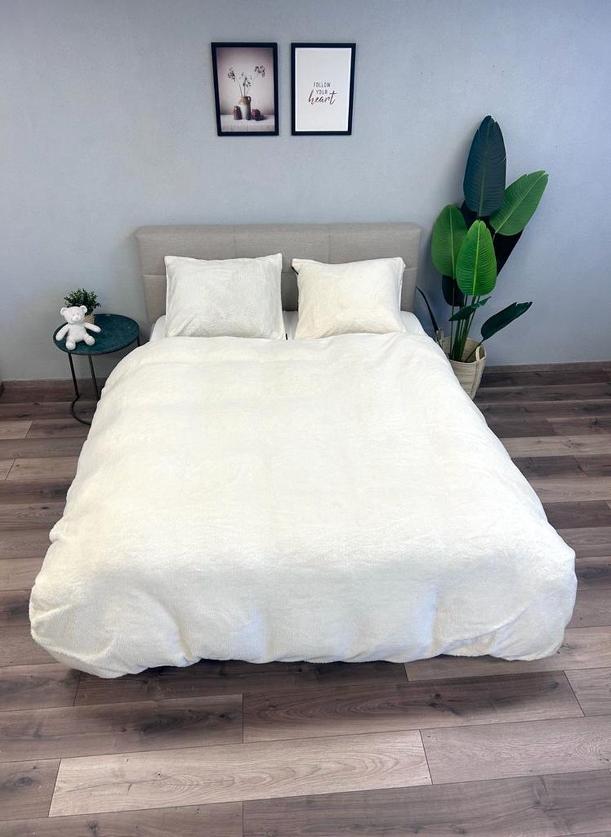 Beau Maison Teddy Fleece Dekbedovertrek Pearl White 200x200/220 cm