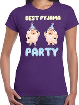 Bellatio Decorations Verkleed T-shirt voor dames - best pyjama party - paars - carnaval- foute party S