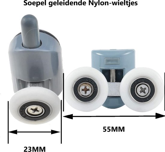 YUANQIAN Set van 8 Dia 19mm Douche Deur Wielen Rollers