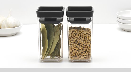 Brabantia Tasty+ Bidons alimentaires - Empilables - 2 x 0 l - Gris foncé