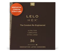 LELO HEX Respect – Ultradun Condooms – XL-formaat – Luxe – Glijmiddel – 36-Pack