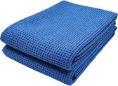 Hoogwaardige microvezeldoek - wafelstructuur - blauw - 63 x 91 cm - 2 stuks