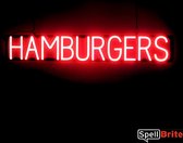 HAMBURGERS - Lichtreclame Neon LED bord verlicht | SpellBrite | 102 x 16 cm | 6 Dimstanden - 8 Lichtanimaties | Reclamebord neon verlichting