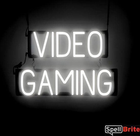 JEUX VIDÉO - Néon publicitaire Enseigne Néon LED éclairée | SortBrite | 60 x 38 cm | 6 modes de gradation - 8 animations lumineuses | Éclairage au néon pour panneaux publicitaires