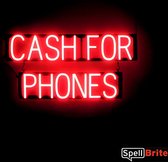 CASH FOR PHONES - Lichtreclame Neon LED bord verlicht | SpellBrite | 77 x 38 cm | 6 Dimstanden - 8 Lichtanimaties | Reclamebord neon verlichting