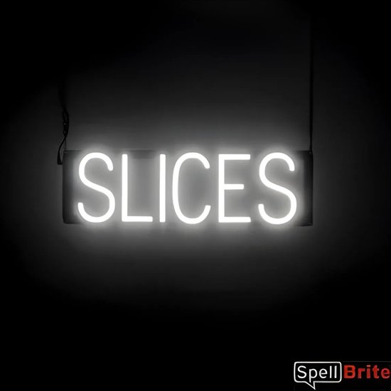 SLICES - Lichtreclame Neon LED bord verlicht | SpellBrite | 53 x 16 cm | 6 Dimstanden - 8 Lichtanimaties | Reclamebord neon verlichting