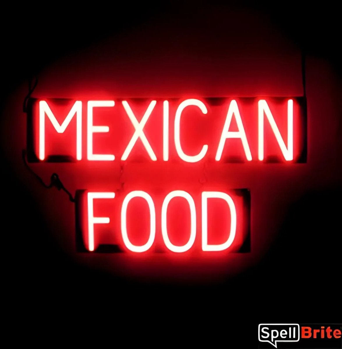 MEXICAN FOOD - Lichtreclame Neon LED bord verlicht | SpellBrite | 68 x 38 cm | 6 Dimstanden - 8 Lichtanimaties | Reclamebord neon verlichting