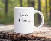 Koffiemok Super mama - theemok - mama - de beste mama - verjaardagscadeau - verjaardag - cadeau - cadeautje voor mama - mama artikelen - kado - geschenk - gift - 350 ML inhoud