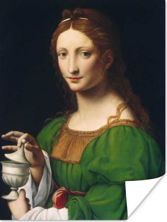 Maria Magdalena - Leonardo da Vinci poster papier 60x80 cm - Foto print op Poster (wanddecoratie woonkamer / slaapkamer)