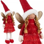 Ruhhy Fée Figurine de Noël Rouge – Fée/ Angel/ Elf avec Ailes Paillettes – Décoration festive