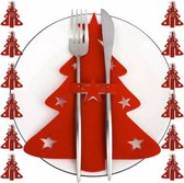 Brenzoos - Vilten Kerstboom Bestekhouders (12 stuks) - Kerst