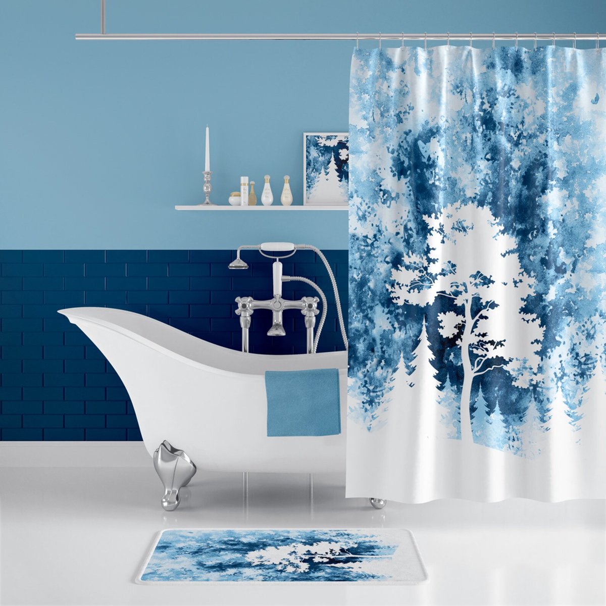 Casabueno - Douchegordijn 180x200 cm - Digitale Printtechnologie - Badkamer Gordijn - Shower Curtain - Waterdicht - Sneldrogend - Anti Schimmel - Wasbaar - Duurzaam - Tree