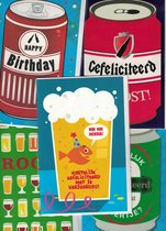 Wenskaart - biertje? - gefeliciteerd - felicitatie - set van 5 - drankje - humor