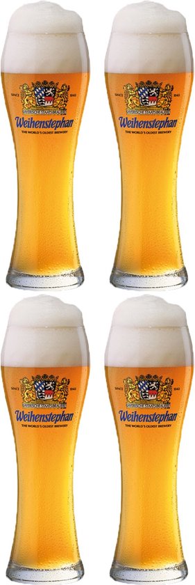 Weihenstephaner Authentieke Weizen Bierglazen - (4 stuks) - 30cl/0.30L - Professioneel Bierglas - Hoge Kwaliteit Glaswerk - Speciaal voor Weizenbier