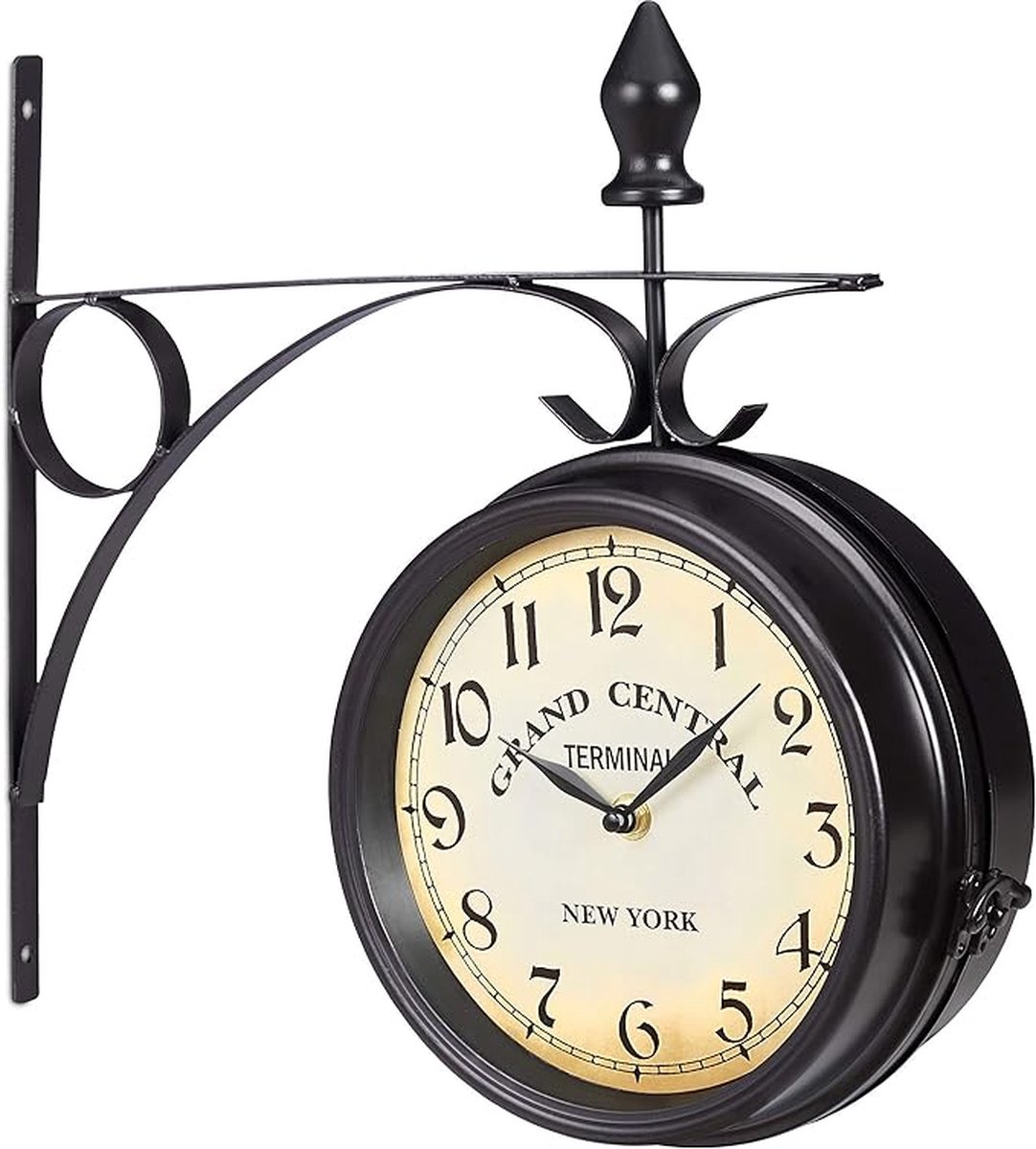 DSYOGX Retro Antique Wall Clock, Double-Sided, Black, Garden, Train