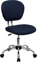 Werkstoel, middelhoge rugleuning, gaasmateriaal, draaibaar, met chroombasis, metaal, marineblauw, 58 x 56 x 25 cm