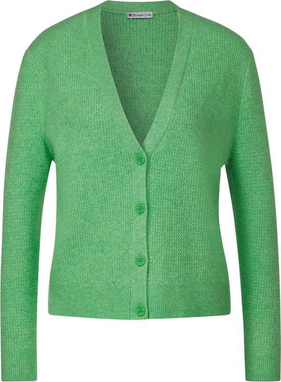 Street One LTD QR v-neck cardigan Dames Vest - light spring green melange - Maat 46