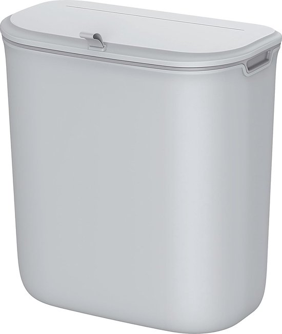 ACAZA Poubelle de cuisine à suspendre - 9 litres Contenu - Poubelle avec couvercle - Poubelle - Poubelle murale à suspendre au placard - Grijs