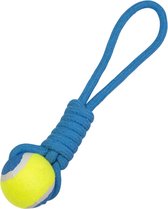 Jack and Vanilla Kalanga - Honden speeltouw met tennisbal - Hondentouw met bal - 35 cm - blauw