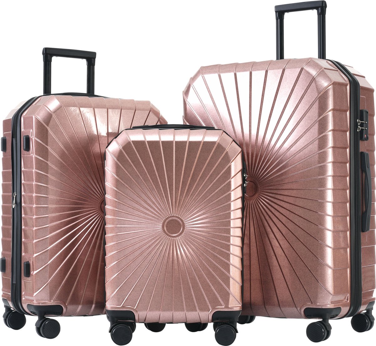 Merax Kofferset van 3 - Koffers met TSA Slot - Koffer maat M en L en XL - Rose