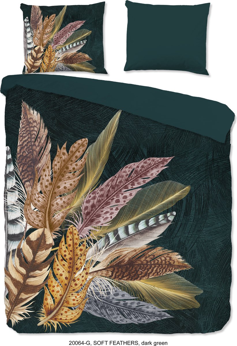 Good Morning Dekbedovertrek "veren" - Groen - (200x200/220 cm) - Katoen