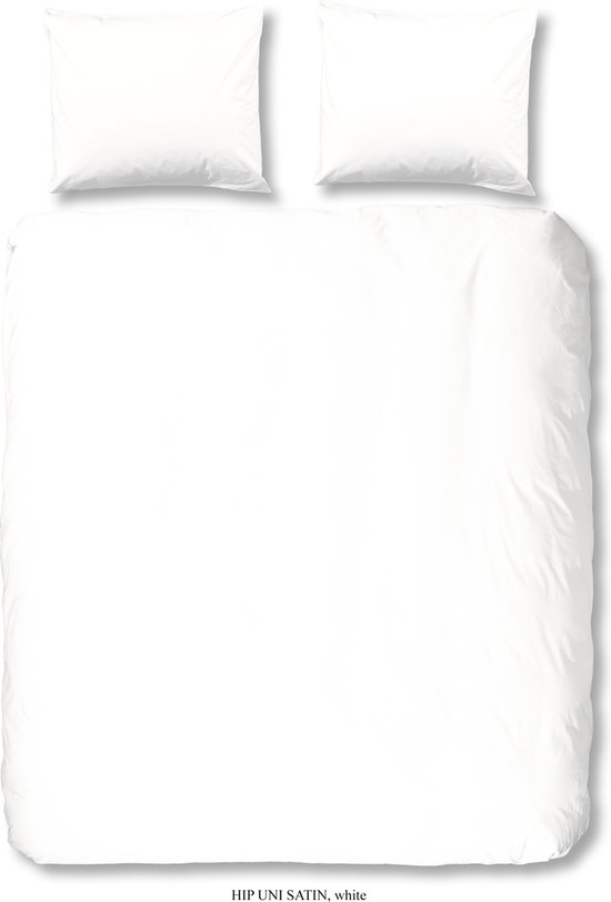 HIP dekbedovertrek effen kleur - 1 persoons 140x200/220 cm - Wit - 100% Katoen satijn