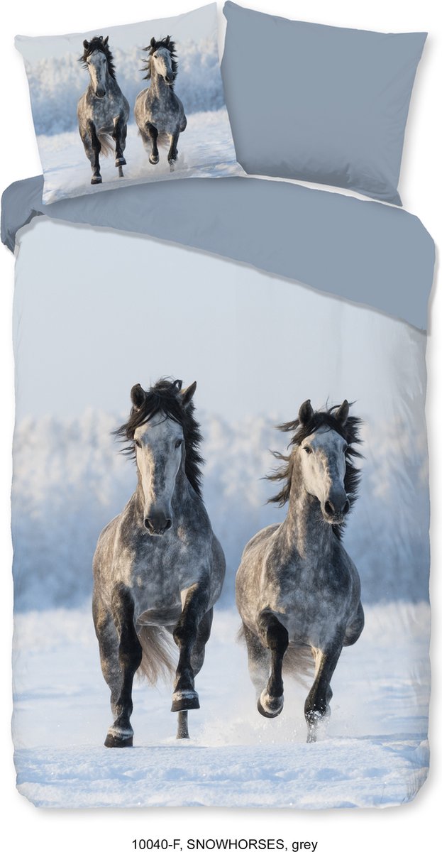 Good Morning dekbedovertrek paarden in de sneeuw - Multi - 100% Katoen flanel
