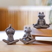 Yoga kikker tuinfiguren Zen decoratie woonkamer tuin - kleine kikker figuren miniatuur decoratie voor bureau accessoires geschenken voor vrouwen kinderen vriendin verjaardag feeëntuin decoratie