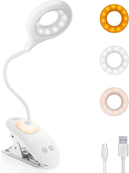 Bedlampjes Leeslampjes - Oplaadbaar - USB - LED - 3 Kleurmodi - 360° Flexibel - Klembaar - Leeslampje - Bedlampjes Leeslampjes Boxspring - Leeslampje Boek - Bedlampjes Slaapkamer - Bedlampjes Slaapkamer Volwassenen - Bedlampjes Hoofdbord