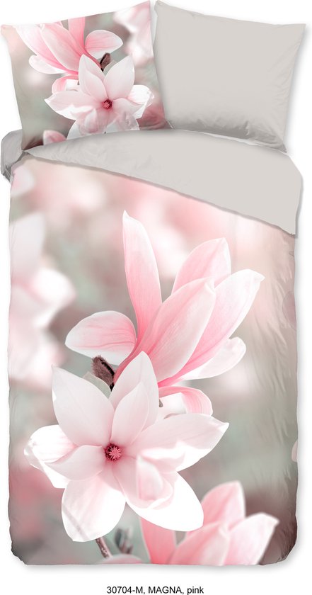 Pure Dekbedovertrek "magnolia bloemen" - Roze - (140x200/220 cm) - Microfiber