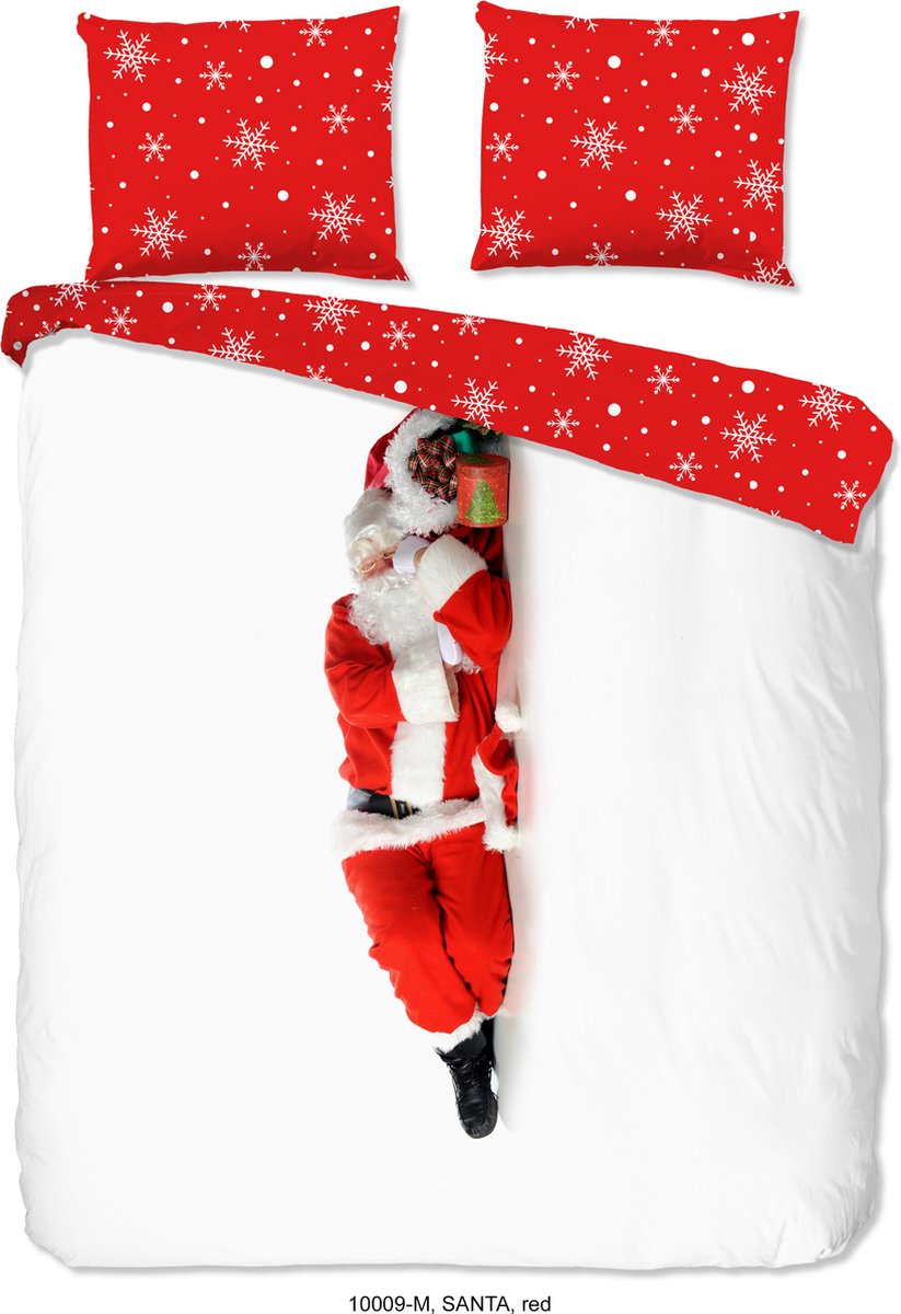 Pure Dekbedovertrek "kerstman" - Rood - (240x200/220 cm) - Microfiber
