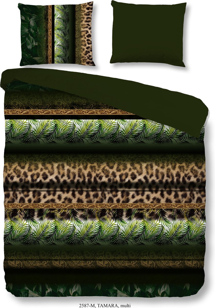 Pure Dekbedovertrek "luipaardprint en bladeren" - Groen - (200x200/220 cm) - Microfiber