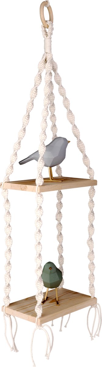 Macramé Touw met 2 Planken - Bohemian Wandhanger Decoratie - Wandkleed - Plantenhanger - Macramé Touw/Koord met Plank - Wandhanger plant