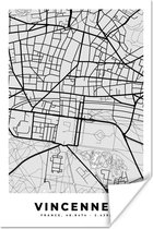 Poster Kaart – Stadskaart – Frankrijk - Vincennes - Plattegrond - 60x90 cm