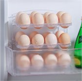 Koelkast, eierhouder voor koelkast, eierhouder voor koelkast, 3 lagen koelkastorganizer voor 24 eieren, transparante flip-eierhouder voor koelkastdeur