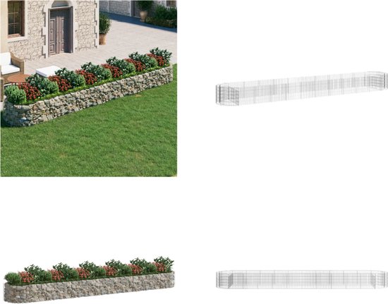vidaXL - Gabion - plantenbak - verhoogd - 600x100x50 - cm - gegalvaniseerd - ijzer