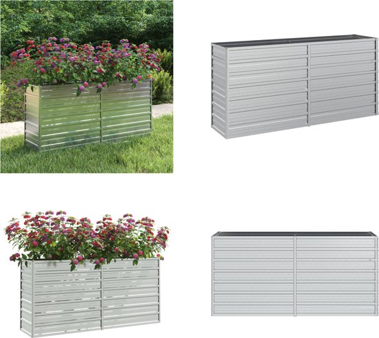 vidaXL Plantenbak verhoogd 160x80x77 cm gegalvaniseerd staal zilver