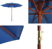 vidaXL Parasol met houten paal 300x258 cm blauw - Parasol - Parasols - Tuin Parasol - Tuin Parasols