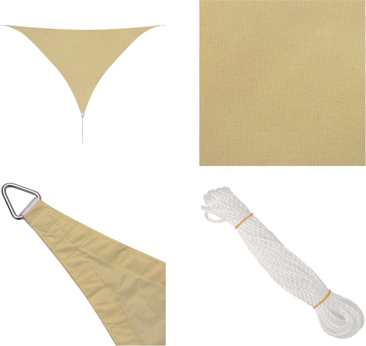 VidaXL Zonnescherm driehoekig 5x5x5 m oxford stof beige Zonnezeil Zonnezeilen Zonnescherm Zeilen Schaduw Zeilen