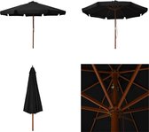 vidaXL Parasol met houten paal 330 cm zwart - Parasol - Parasols - Buitenparasol - Buitenparasols