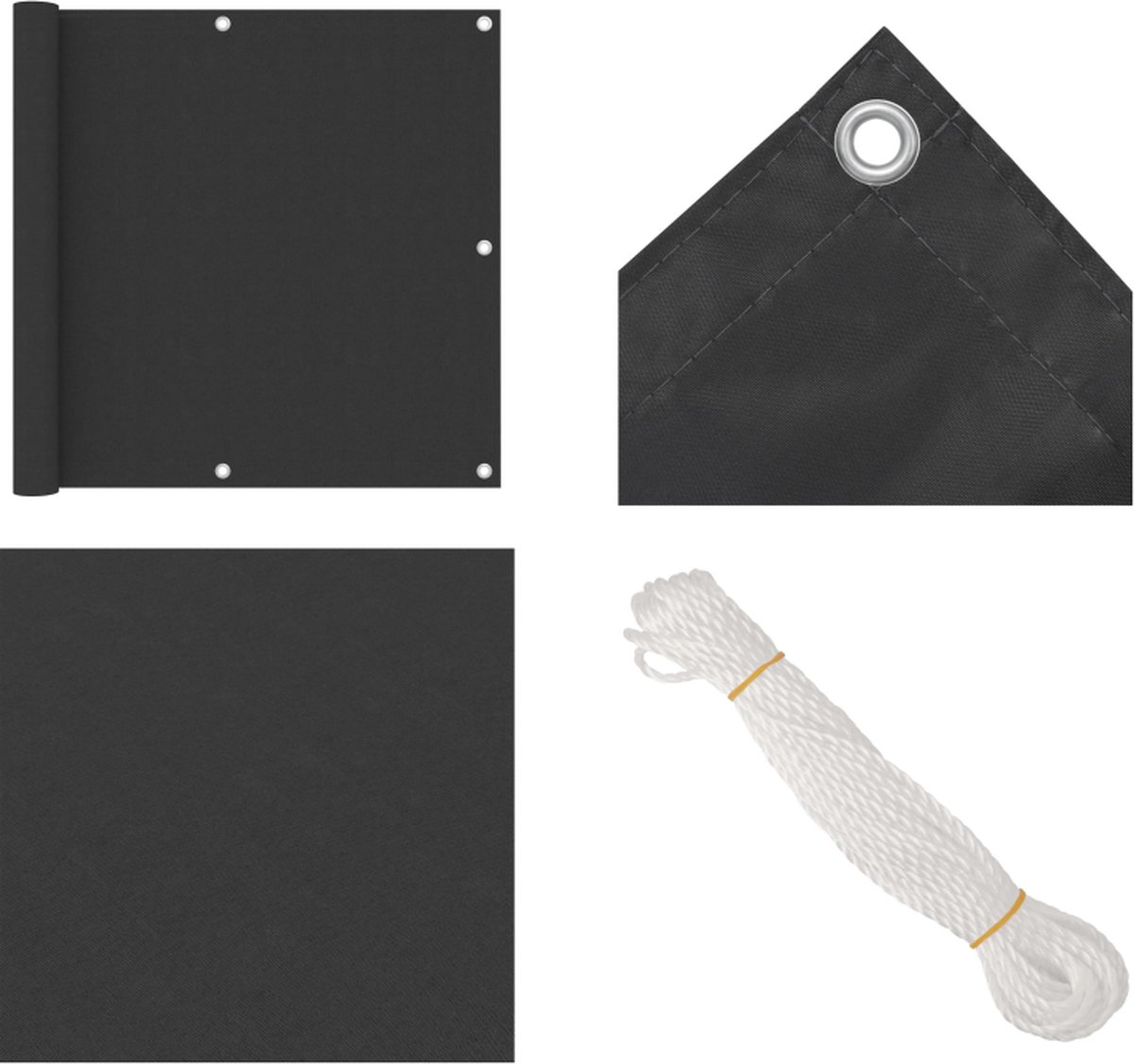 VidaXL Balkonscherm 90x300 cm oxford stof antraciet Balkonscherm Balkonschermen Scherm Schermen