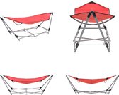 vidaXL Hangmat met inklapbare standaard rood - Hangmat - Hangmatten - Opvouwbare Hangmat - Opvouwbare Hangmatten