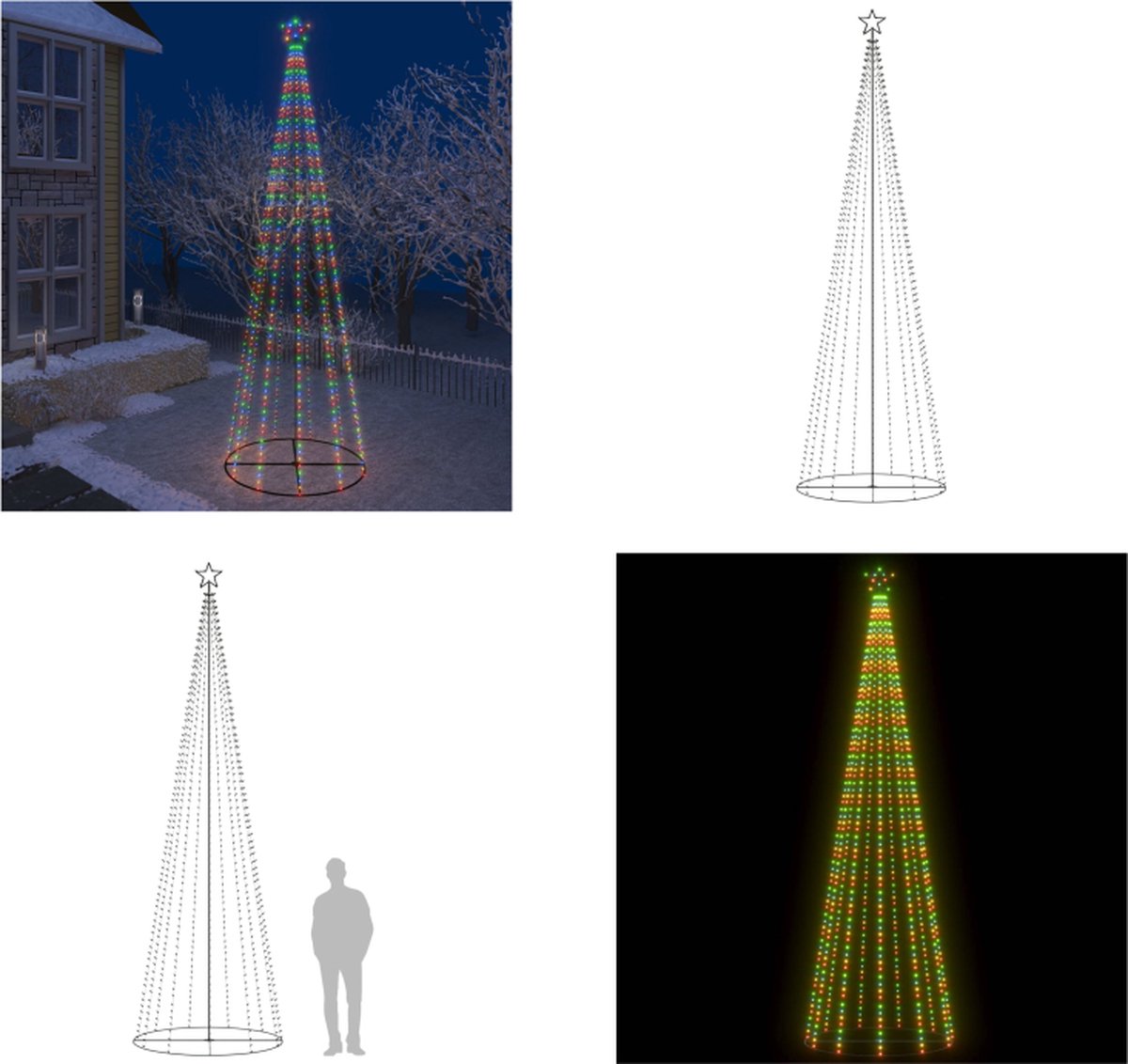 vidaXL Kegelkerstboom 752 LED's 160x500 cm meerkleurig - Kerstboom - Kerstbomen - Lichtboom - Lichtbomen