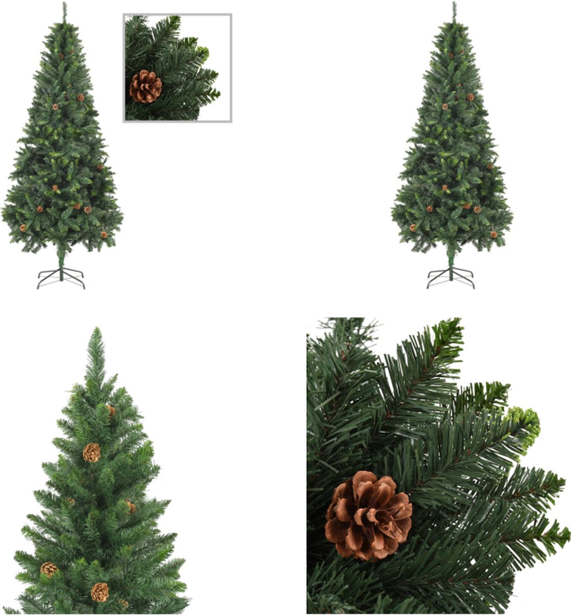 vidaXL Kunstkerstboom met dennenappels 210 cm groen - Kerstboom - Kerstbomen - Kunstboom - Kunstbomen
