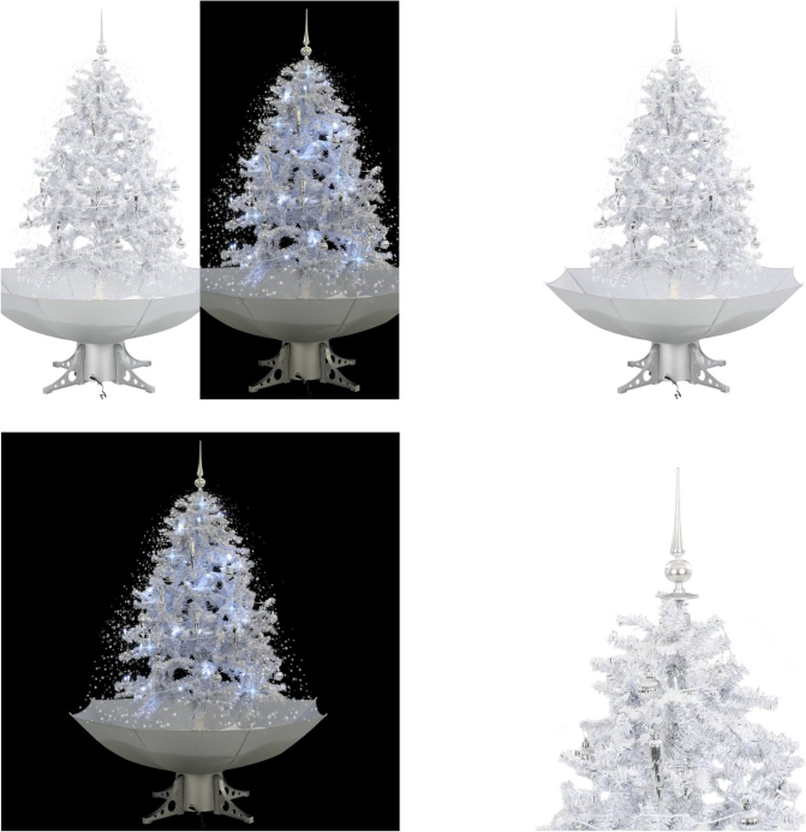 vidaXL Kerstboom sneeuwend met paraplubasis 140 cm wit - Sneeuwende Kerstboom - Sneeuwende Kerstbomen - Kerstboom Met Vallend Sneeuw - Kerstbomen Met Vallend Sneeuw