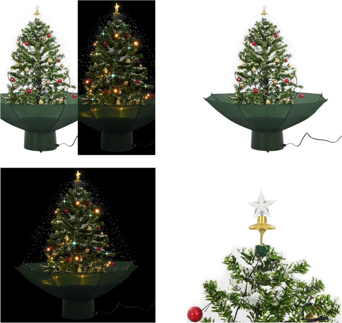 vidaXL Kerstboom sneeuwend met paraplubasis 75 cm groen - Sneeuwende Kerstboom - Sneeuwende Kerstbomen - Kerstboom Met Vallend Sneeuw - Kerstbomen Met Vallend Sneeuw