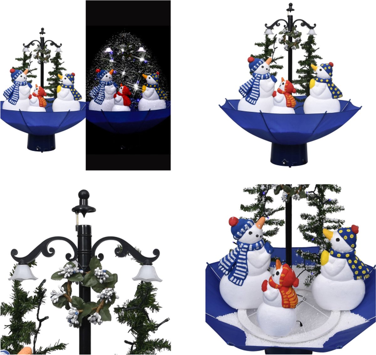 vidaXL Kerstboom sneeuwend met paraplubasis 75 cm PVC blauw - Sneeuwende Kerstboom - Sneeuwende Kerstbomen - Kerstboom Met Vallend Sneeuw - Kerstbomen Met Vallend Sneeuw