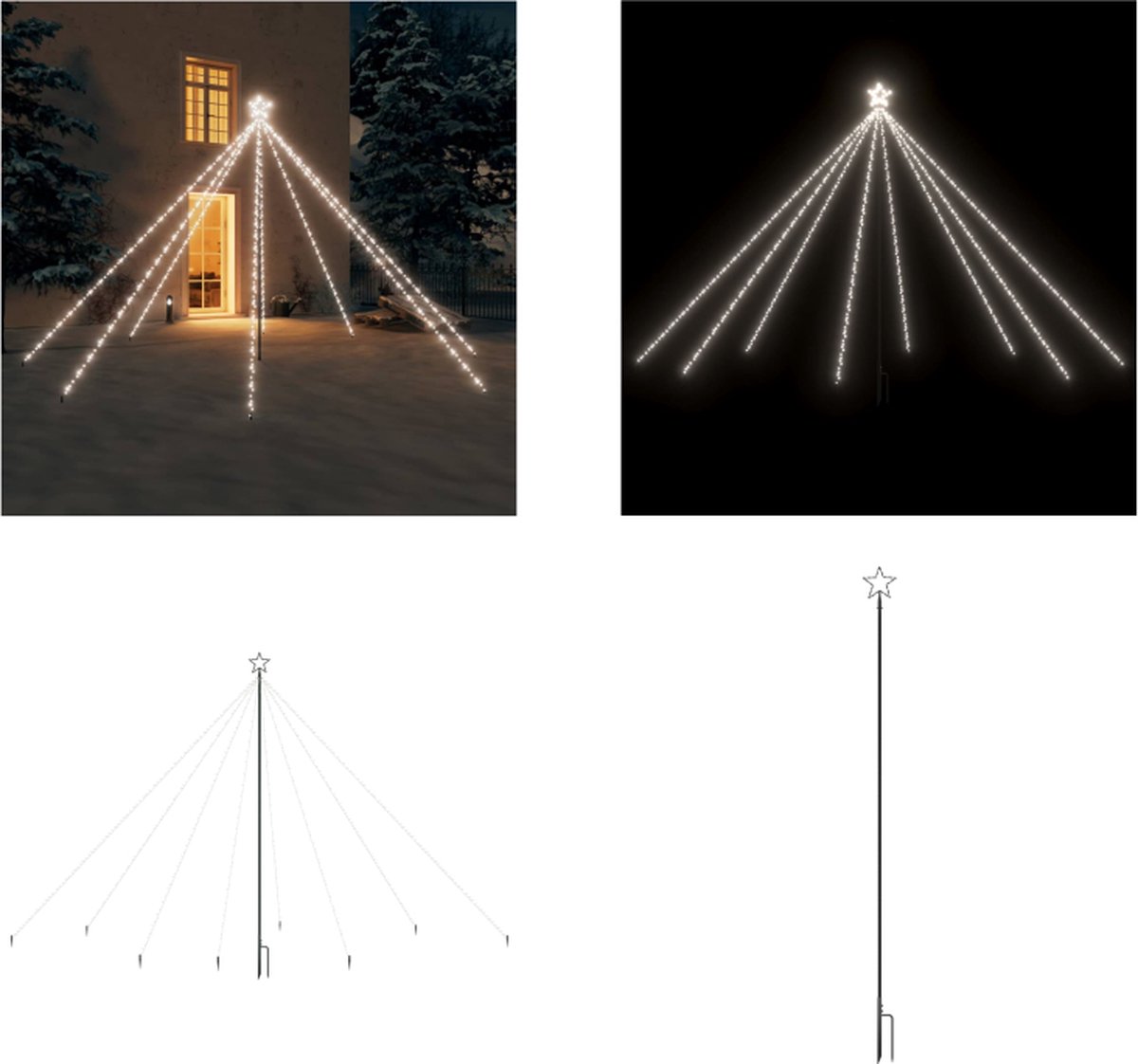 vidaXL Kerstboomverlichting 576 LED's binnen/buiten 3-6 m koudwit - LED-boomverlichting - LED-boomverlichtingen - Kerstverlichting - Kerstverlichtingen